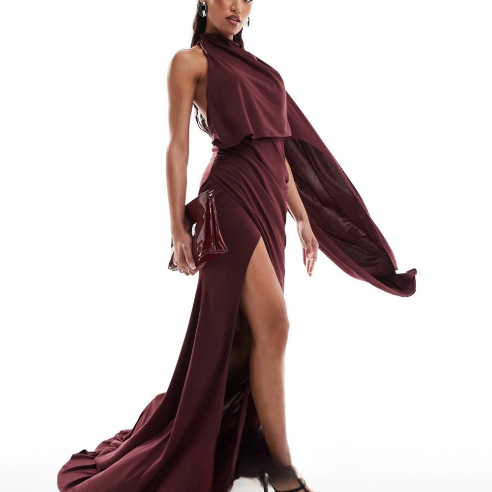 ASOS Red Halter Slit Gown for Weddings